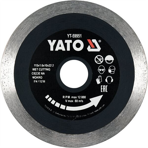 

Диск отрезной Yato 115х1.6х10х22.2 мм (YT-59951)
