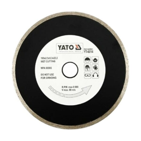 

Диск алмазный отрезной (180х22.2 мм; мокрая резка) YATO YT-6014