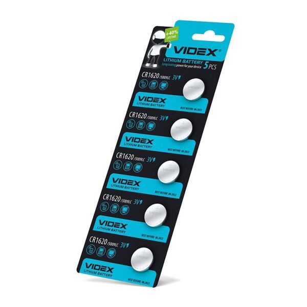

Батарейка литиевая Videx CR1620 5шт BLISTER CARD