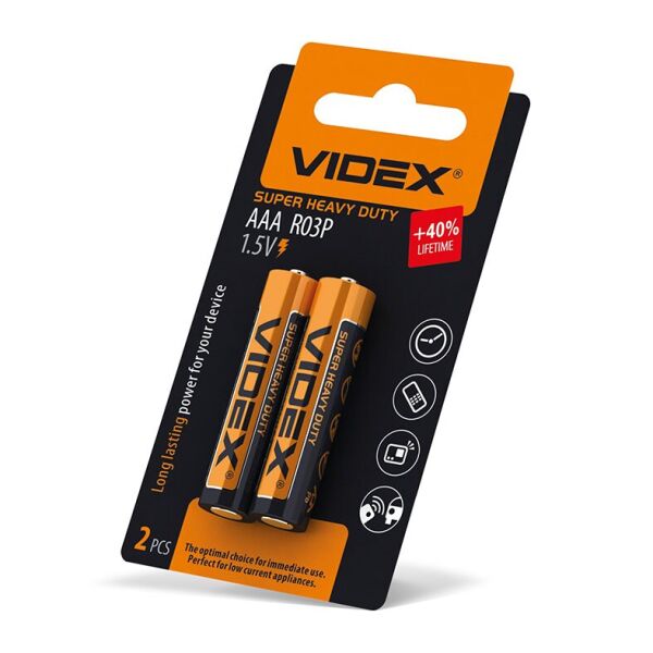 

Батарейка солевая Videx R03P/AAA 2шт SMALL BLIST