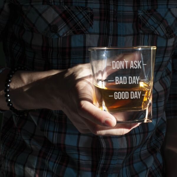 

Стакан для виски "Don`t ask. Bad day. Good day"