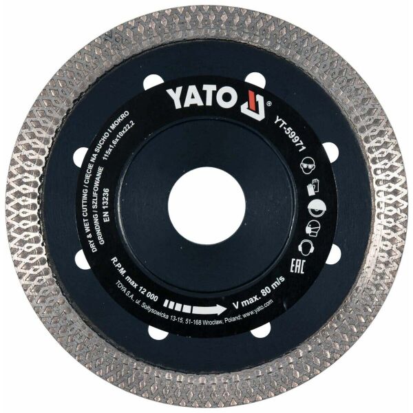 

Диск отрезной Yato 115x1.6x10x22.2 мм (YT-59971)