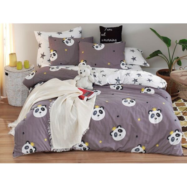

Постельное белье Lotus. Home Perfect Panda star серое-Евро