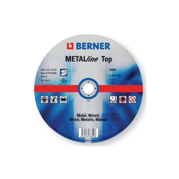 

Круги отрезные Berner ТОР 125 x 3 x 22,23 чашка, 13280 об/хв
