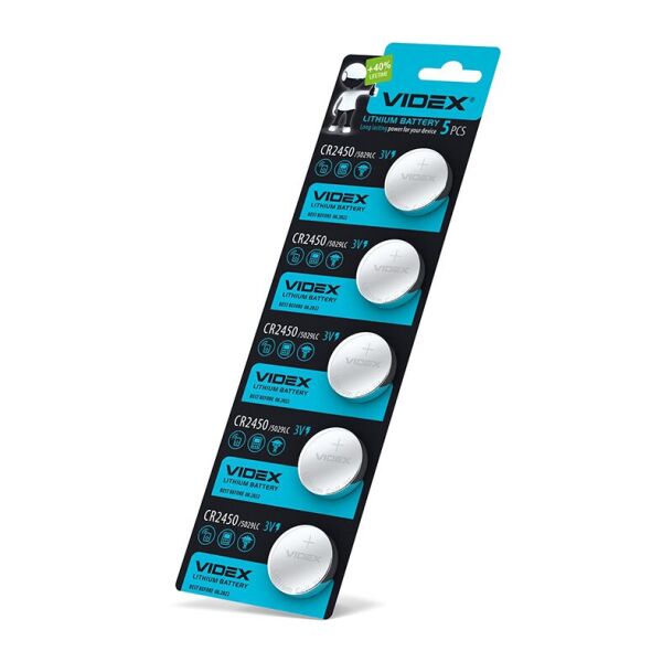

Батарейка литиевая Videx CR2450 5шт BLISTER CARD