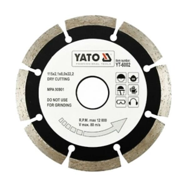 

Диск алмазный отрезной для сухой резки (115х22.2 мм) YATO YT-6002