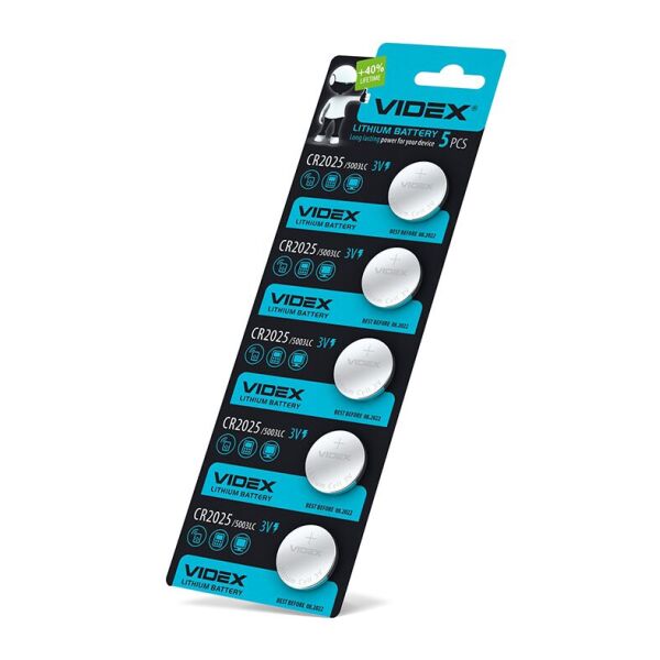 

Батарейка литиевая Videx CR2025 5шт BLISTER CARD