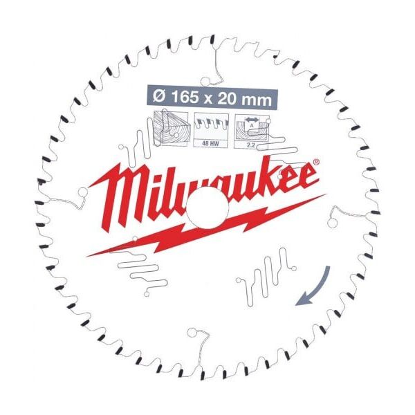 

Диск пильный по дереву (165x20x2.2 мм; 48Z) для циркулярной пилы Milwaukee 4932471295