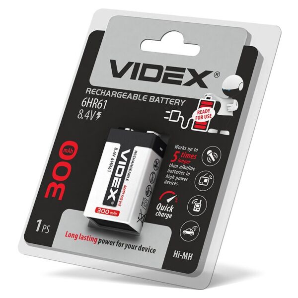 

Аккумуляторы Videx 6HR61 300mAh blister/1шт