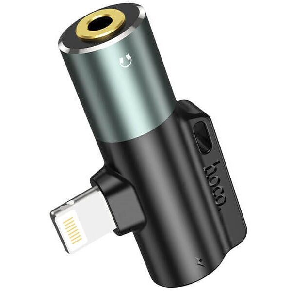 

Переходник Hoco digital 3.5 audio converter for Lightning LS32 |2A| grey