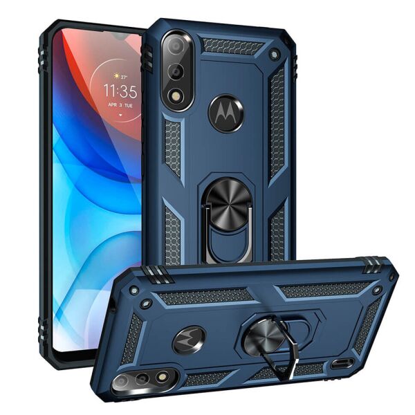 

Ударопрочный чехол Shell Ring для Motorola E7 Power / E7i Power Navy Blue