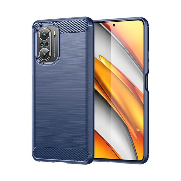 

Чехол Lenuo Carbon Fiber для Poco F3 Navy Blue