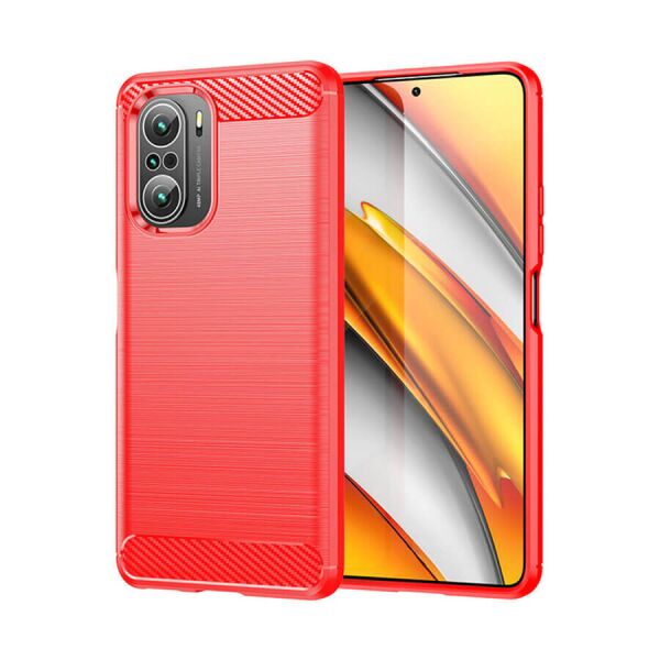 

Чехол Lenuo Carbon Fiber для Poco F3 Red