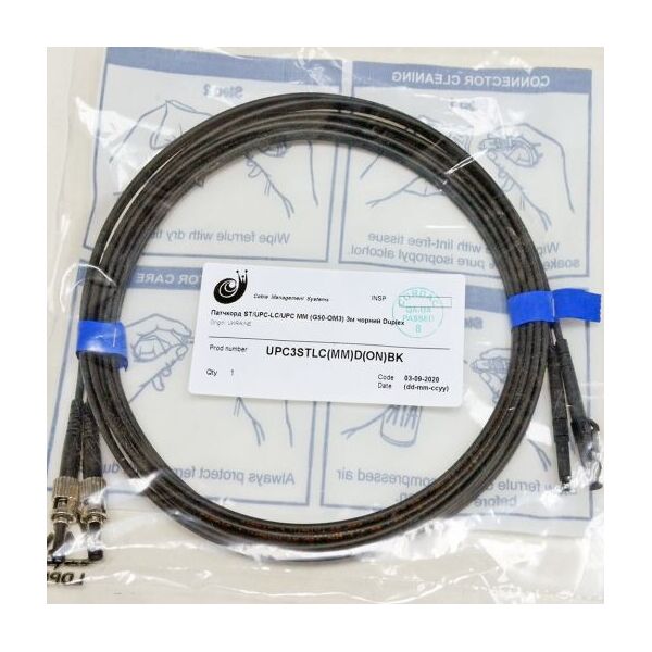 

Патчкорд ST-UPC-LC-UPC MM (G50-OM3), 30 м, черный Duplex