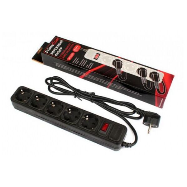 

Сетевой фильтр FRIMECOM FC-B4005W, 220В 10А, 5 розеток, 1.8м, черный, box Q40