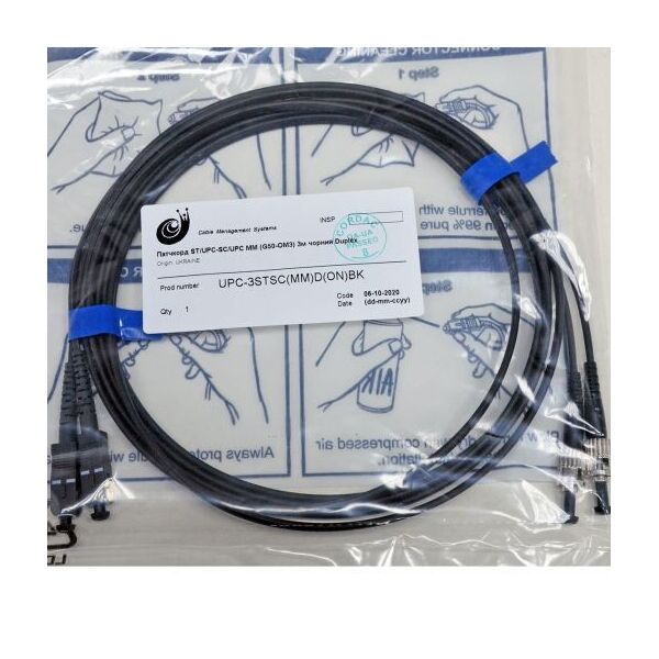 

Патчкорд ST-UPC-SC-UPC MM (G50-OM3), 3.0 м, черный Duplex .