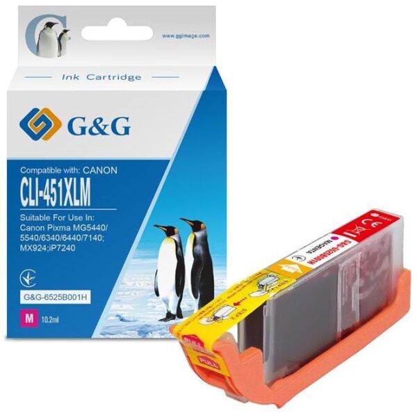 

Картридж G&G для Canon CLI-451M (Magenta) PIXMA MG5440/MG6340