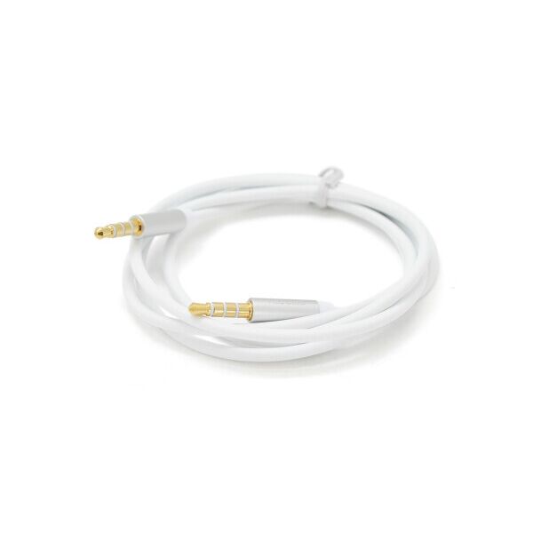 

Кабель VEGGIEG AUW-1 AUX Audio DC3.5 папа-папа 1.0м, GOLD Stereo Jack, оплетка, (круглый) White cable, Пакет