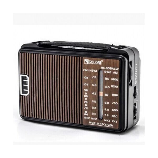 

Радиоприемник GOLON RX-608, LED, 2x3W, FM радио, Входы microSD, USB, AUX, корпус пластмасс, Black, BOX