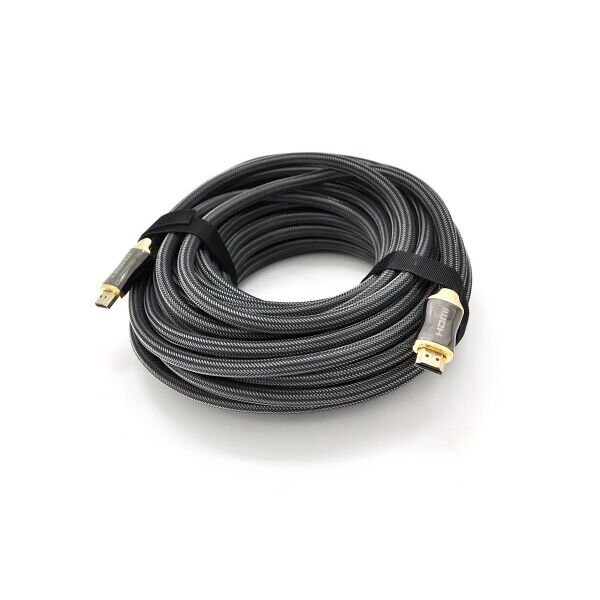 

Кабель VEGGIEG HX-20 HDMI-HDMI 2K * 4K, 20.0m, v2,0, OD-9.5mm, круглый, оплетка, Black, коннектор Black-Gold, Box