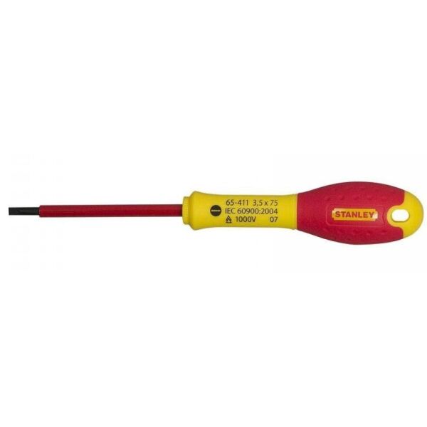 

Stanley Отвертка FatMax, шлицевая, SL 3.5х75мм, 1000 В