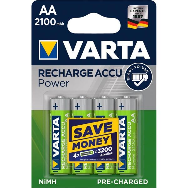 

Аккумулятор VARTA RECHARGEABLE ACCU AA 2100mAh BLI 4 NI-MH (READY 2 USE)
