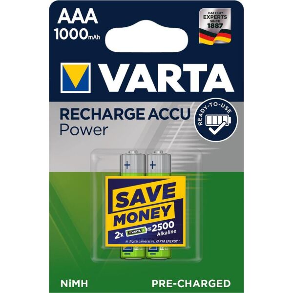 

Аккумулятор VARTA RECHARGEABLE ACCU AAA 1000mAh BLI 2 NI-MH (READY 2 USE)