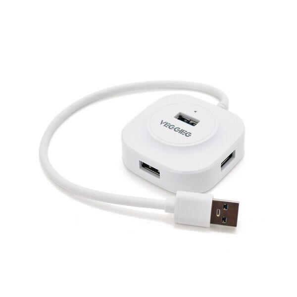 

Хаб VEGGIEG V-U3403 USB 3.0 4 порта, 480Mbts, питание от USB, White, 0,3m, Box