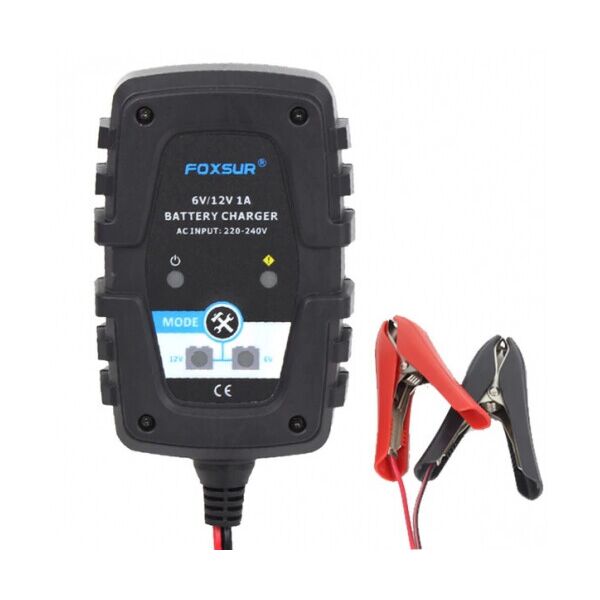 

Автоматическое ЗУ для аккумулятора 6V - 12V (MF,WET,AGM,GEL), FOXSUR FBC061201, Ток заряда 6V - 12V - 1A, крокодилы
