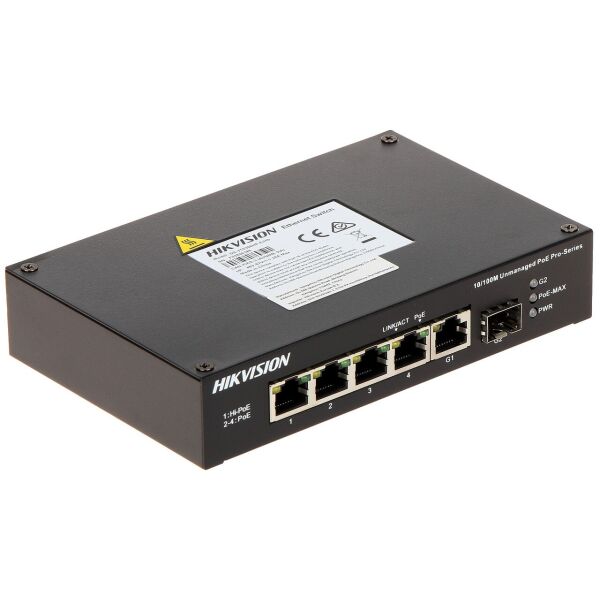 

4-портовый неуправляемый POE коммутатор Hikvision DS-3T0306HP-E/HS