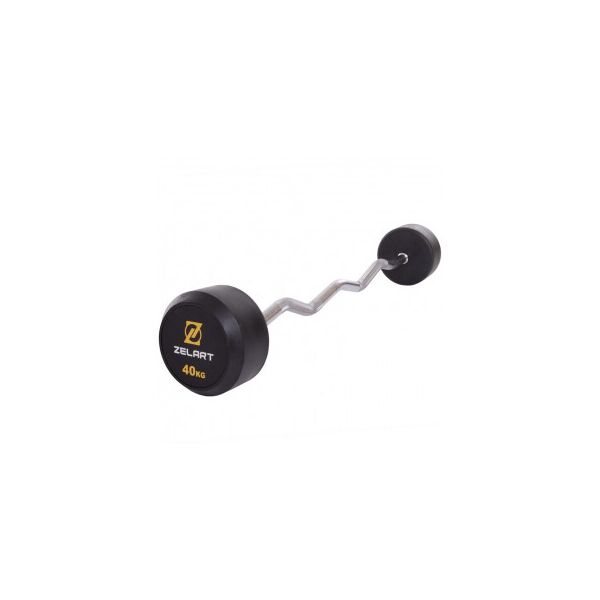 

Штанга фиксированная изогнутая обрезиненная Zelart Rubber Coated Barbell TA-2687-40 длина-95см 40кг
