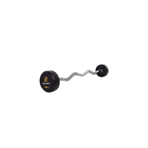 

Штанга фиксированная изогнутая обрезиненная Zelart Rubber Coated Barbell TA-2687-20 длина-95см 20кг