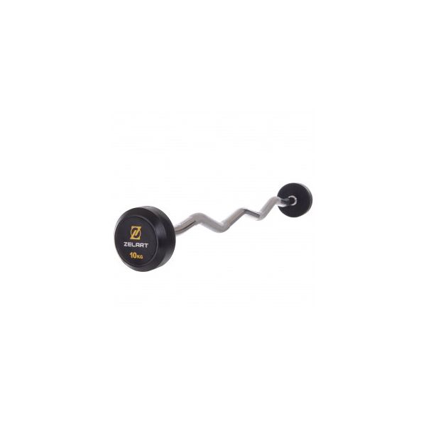 

Штанга фиксированная изогнутая обрезиненная Zelart Zelart Rubber Coated Barbell Zelart TA-2687-10 длина-95см 10кг
