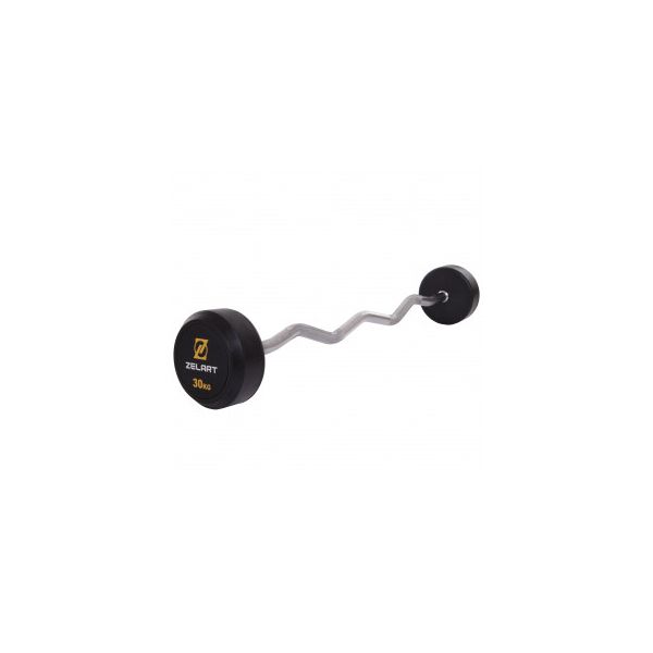 

Штанга фиксированная изогнутая обрезиненная Zelart Rubber Coated Barbell TA-2687-30 длина-95см 30кг