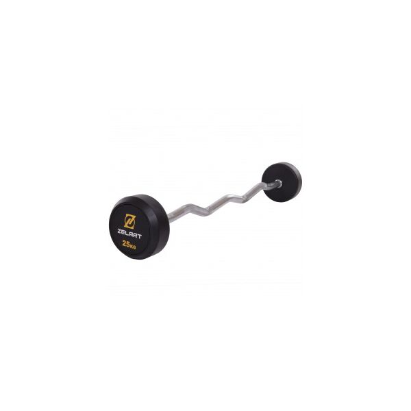

Штанга фиксированная изогнутая обрезиненная Zelart Rubber Coated Barbell TA-2687-25 длина-95см 25кг