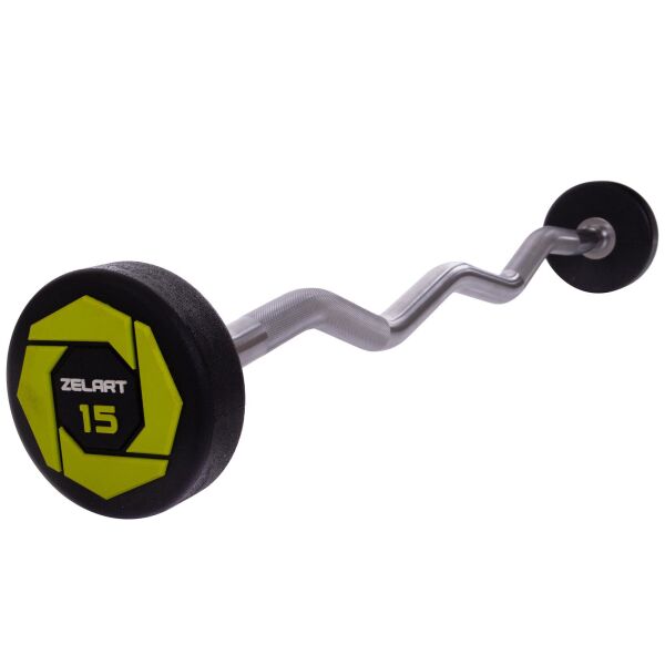

Штанга фиксированная изогнутая полиуретановая Zelart Urethane Barbell TA-2690-15 длина-104см 15кг