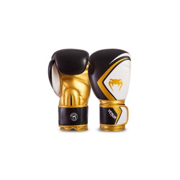 

Перчатки боксерские кожаные VENUM CONTENDER 2.0 VENUM-03540 16 унции Черный-белый-золотой