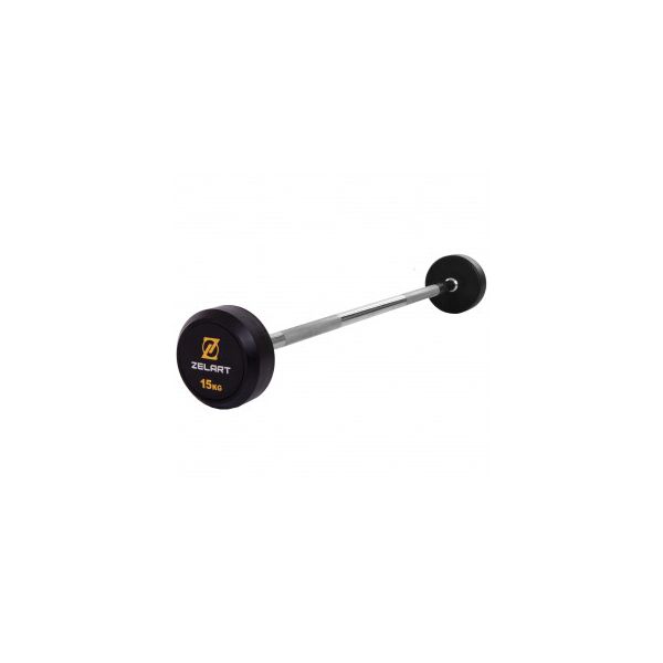

Штанга фиксированная прямая обрезиненная Zelart Rubber Coated Barbell TA-2685-15 длина-95см 15кг