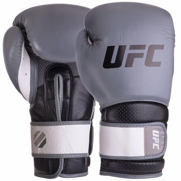 

Перчатки боксерские кожаные UFC PRO Training UHK-69993 12 унций серый-черный