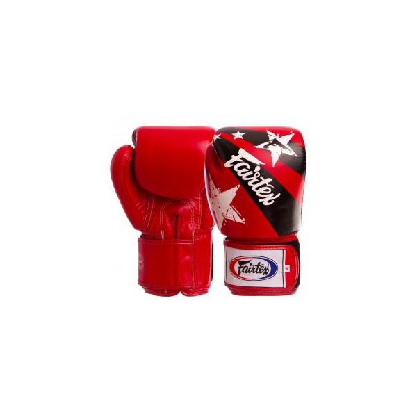 

Перчатки боксерские кожаные FAIRTEX BGV1N NATION PRINT 10 унции Красный-черный