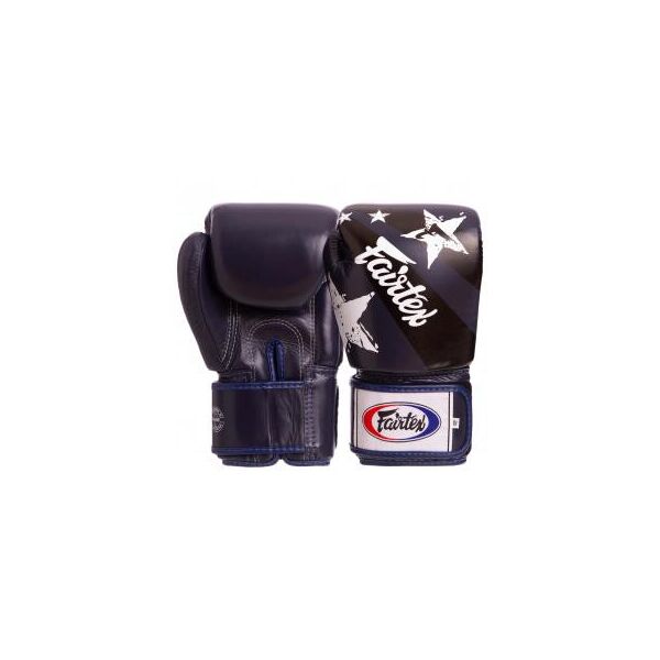 

Перчатки боксерские кожаные FAIRTEX BGV1N NATION PRINT 14 унции Синий-черный