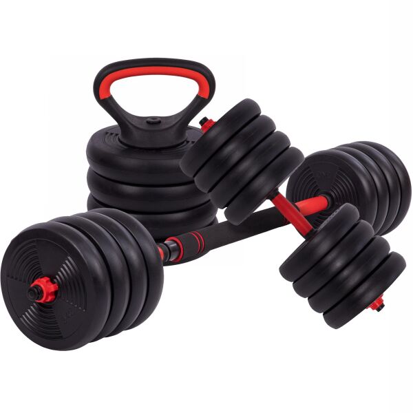 

Набор гантелей со штангой и гирями 3в1 многофункциональный SP-Sport LN-1100-50 вес 50кг черный-красный