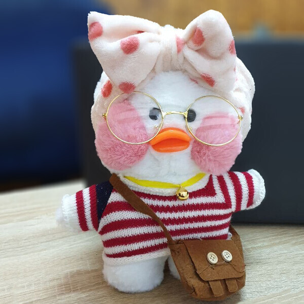 

Мягкая игрушка Уточка LaLafanfan (Лалафан) Белая 30 см Оригинал в одежке с очками и сумочкой