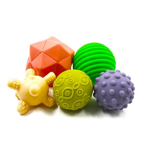 

Сенсорные мячики Jia Yue Toys 8 см тактильные с пищалкой различных форм Разноцветные