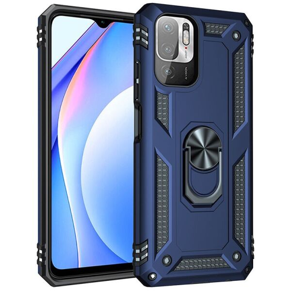 

Ударопрочный чехол Serge Ring for Magnet для Xiaomi Redmi Note 10 5G / Poco M3 Pro Темно-синий