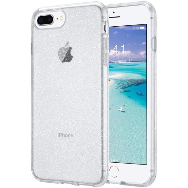

Чехол накладка для iPhone 7 Plus силиконовый с блестками, Shine Прозрачный