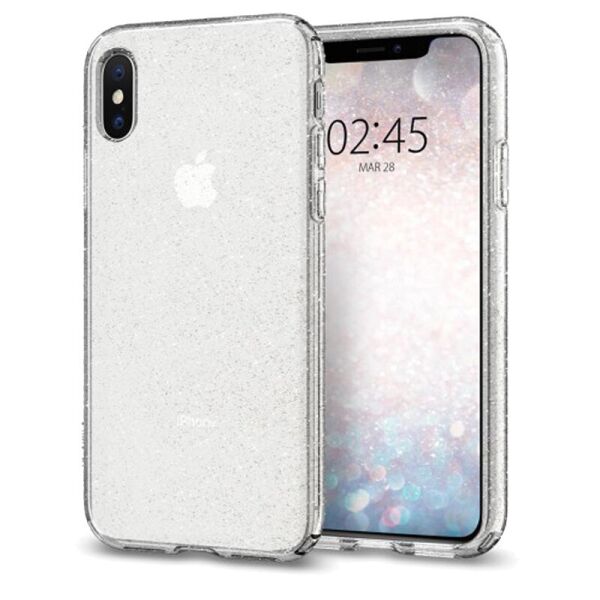

Чехол накладка для iPhone X силиконовый с блестками, Shine Прозрачный