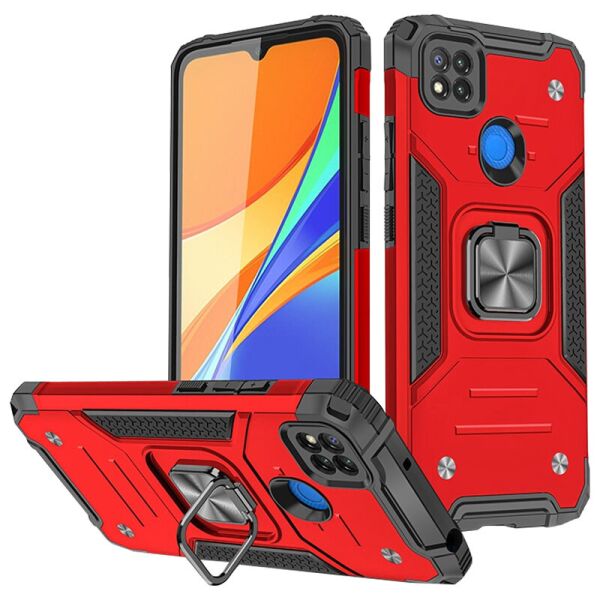 

Ударопрочный чехол Union Ring for Magnet для Xiaomi Redmi 9C Красный