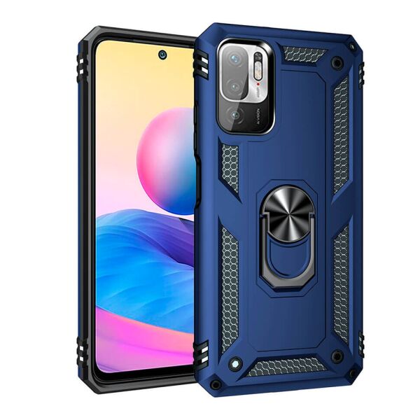 

Ударопрочный чехол Shell Ring для Redmi Note 10 5G Тёмно-синий