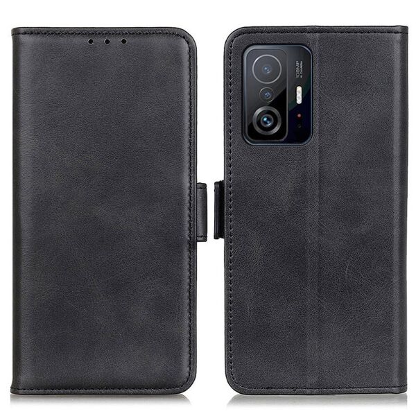 

Чехол книжка для Xiaomi 11T боковой с отсеком для визиток и застежкой, Черный